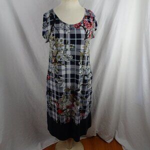 Women Floral Plaid Dress with Pockets